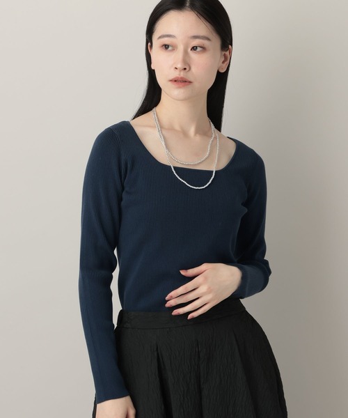 A part by（アパートバイ）の「2WAYスクエアリブプルオーバー_長袖（ニット/セーター・レディース・ネイビー/アイボリー/ライトイエロー・FREE）」の7枚目の写真