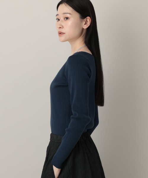 A part by（アパートバイ）の「2WAYスクエアリブプルオーバー_長袖（ニット/セーター・レディース・ネイビー/アイボリー/ライトイエロー・FREE）」の8枚目の写真