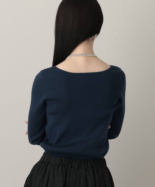 A part by（アパートバイ）の「2WAYスクエアリブプルオーバー_長袖（ニット/セーター・レディース・ネイビー/アイボリー/ライトイエロー・FREE）」の9枚目の写真