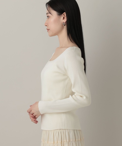 A part by（アパートバイ）の「2WAYスクエアリブプルオーバー_長袖（ニット/セーター・レディース・ネイビー/アイボリー/ライトイエロー・FREE）」の10枚目の写真
