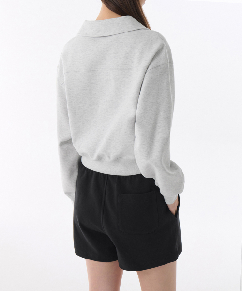 MUSINSA STANDARD WOMAN（ムシンサスタンダードウーマン）の「ウィメンズダブルニットカラー スウェットシャツ [メランジライトグレー]（スウェット・レディース・その他・SMALL/MEDIUM/LARGE/X-SMALL）」の2枚目の写真