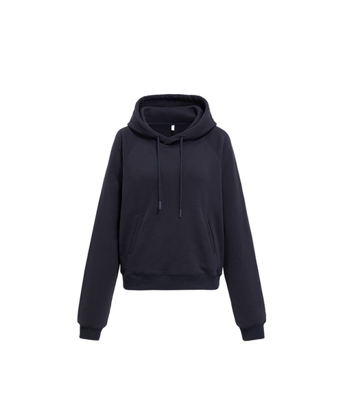 BUTTON SEOUL（ボタンソウル）の「[ウィメンズ] セミクロップベーシックラグランフード (3 COLORS)（パーカー・レディース・ミックスグレー/ネイビー/ホワイト・SMALL/MEDIUM/LARGE）」の3枚目の写真