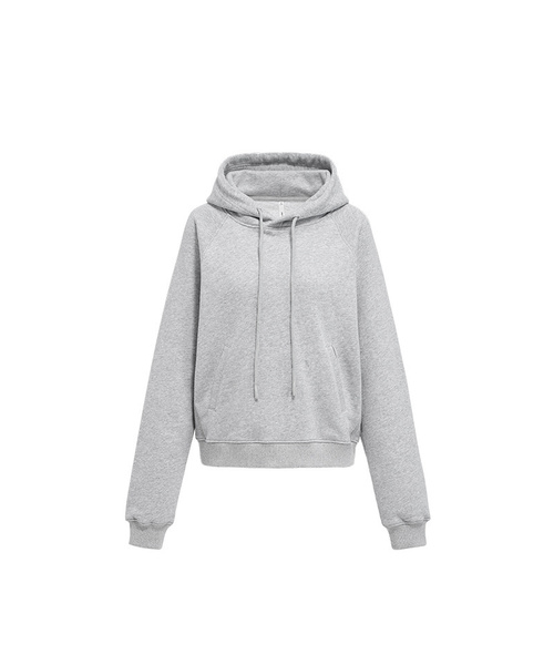 BUTTON SEOUL（ボタンソウル）の「[ウィメンズ] セミクロップベーシックラグランフード (3 COLORS)（パーカー・レディース・ミックスグレー/ネイビー/ホワイト・SMALL/MEDIUM/LARGE）」の2枚目の写真