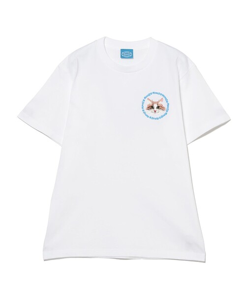 mmts(マミタス)の「ラブリーピンク刺繍 Tシャツ 旅行 レイヤード 洗濯可能 主役トップス ライブ(Tシャツ/カットソー・レディース・ホワイト/ピンク・L/M/XL/S)」の1枚目の写真