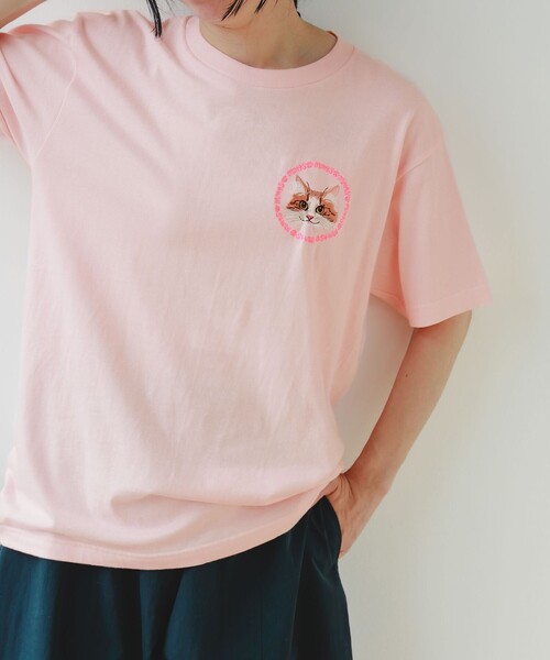 mmts(マミタス)の「ラブリーピンク刺繍 Tシャツ 旅行 レイヤード 洗濯可能 主役トップス ライブ(Tシャツ/カットソー・レディース・ホワイト/ピンク・L/M/XL/S)」の2枚目の写真