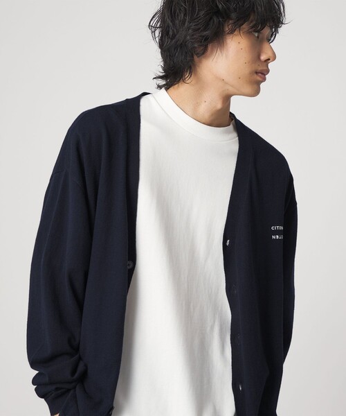 CITEN(シテン)の「<CITEN>コットンカシミヤニットVネックカーデ(カーディガン/ボレロ・メンズ・ネイビー/ブラック・L/M)」の1枚目の写真