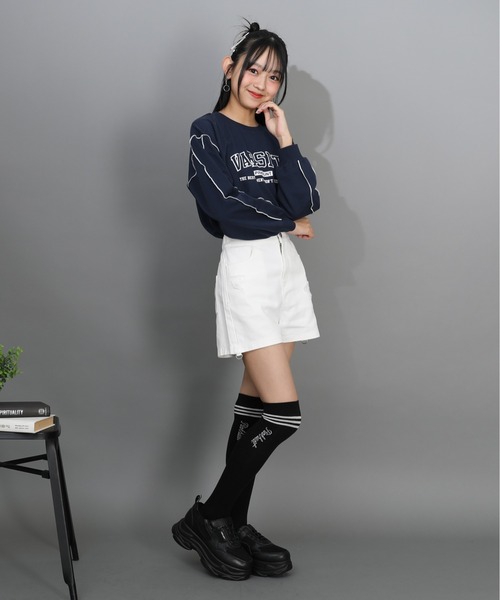 PINKHUNT（ピンクハント）の「PINKHUNT 本ライン ニーハイソックス 1516（ソックス/靴下・キッズ・ホワイト/ブラック・17-20/21-24cm）」の5枚目の写真