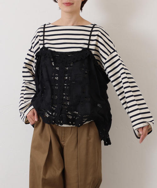 JOURNAL STANDARD LUXE(ジャーナルスタンダード ラックス)の「《追加》バテンレース キャミブラウス(シャツ/ブラウス・レディース・ブラック/ホワイト・FREE)」の10枚目の写真