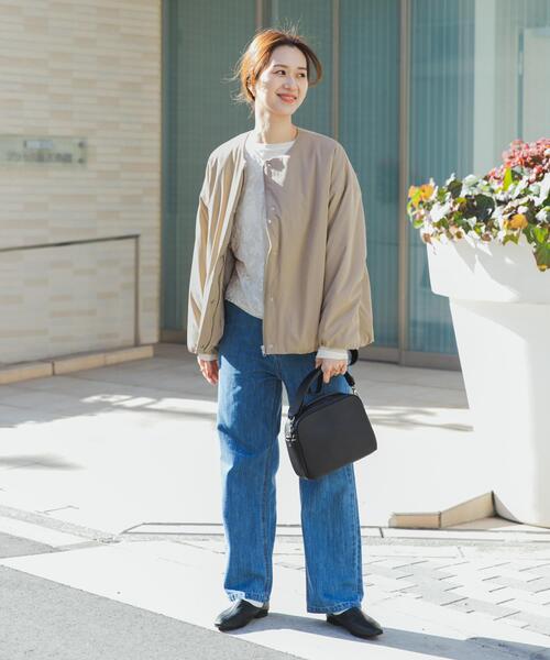 URBAN RESEARCH DOORS（アーバンリサーチドアーズ）の「撥水中綿ノーカラーコート | 軽量/中綿ジャケット/通勤/オフィスカジュアル/防寒（その他アウター・レディース・ブラック/ベージュ・FREE）」の14枚目の写真