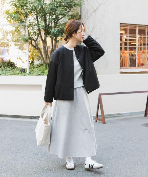 撥水中綿ノーカラーコート | 軽量/中綿ジャケット/通勤/オフィス