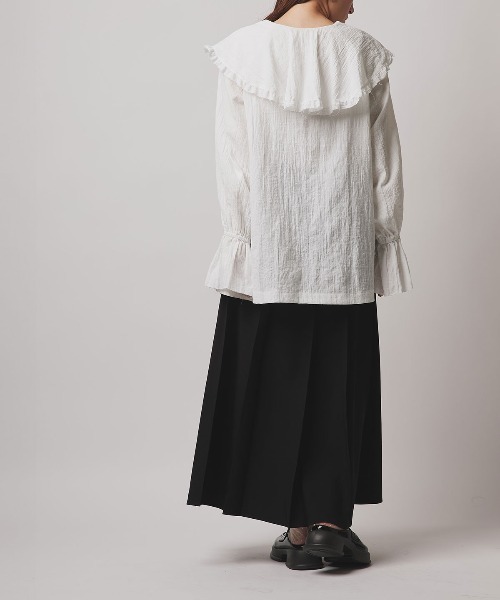 W:Huku(フーク)の「ミックス ガーゼ ビッグカラー フリル ブラウス / Mix Gauze Big Collar Frill Blouse(シャツ/ブラウス・レディース・ベージュ/ブルーグレー/ブラック/ホワイト・FREE)」の20枚目の写真
