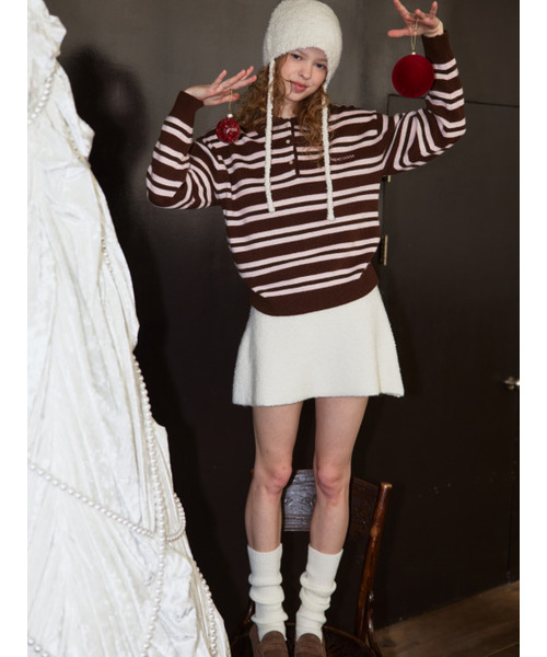 MAGNET ARCHIVE(マグネット アーカイブ)の「Poki Boucle Knit Skirt (Cream)(スカート・レディース・クリーム・FREE)」の2枚目の写真