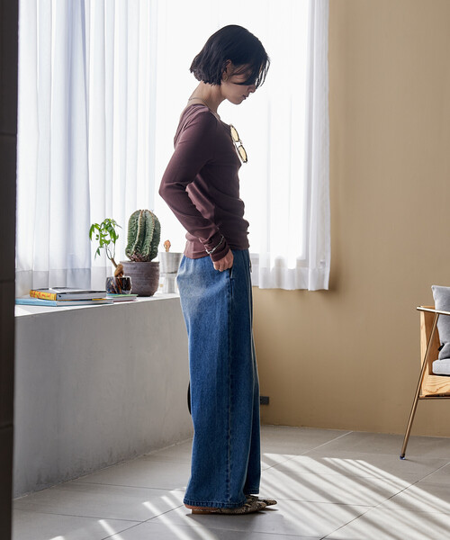 FREAK'S STORE（フリークスストア）の「【セットアイテム】コットンモダール タンク レイヤード バックオープン ロンT/マルチウエイロンT（Tシャツ/カットソー・レディース・ネイビー/ブラウン/ホワイト/ターコイズブルー/ブラック・ﾌﾘ-）」の20枚目の写真
