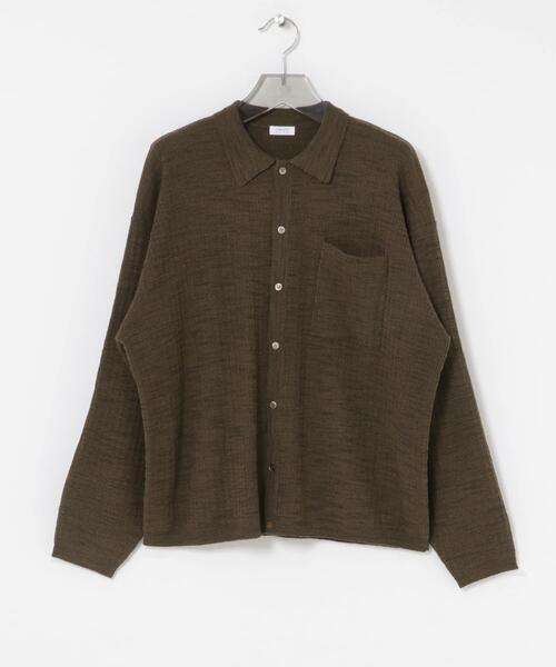 crepuscule(クレプスキュール)の「crepuscule Crepe Knit Shirts(シャツ/ブラウス・メンズ・ブラック/ブラウン・1/2)」の1枚目の写真