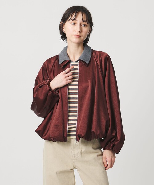 UNITED ARROWS（ユナイテッドアローズ）の「サテン ボリュームギャザー ブルゾン ‐ウォッシャブル‐（ブルゾン・レディース・ワイン/ブラック・36/38）」の3枚目の写真