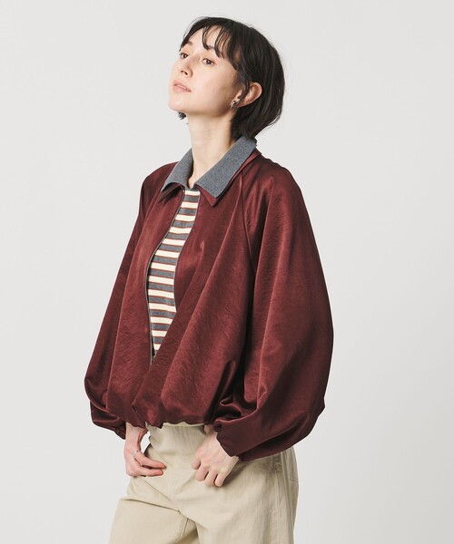 UNITED ARROWS（ユナイテッドアローズ）の「サテン ボリュームギャザー ブルゾン ‐ウォッシャブル‐（ブルゾン・レディース・ワイン/ブラック・36/38）」の4枚目の写真