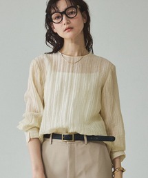 qualite | シアークレープブラウス/春服/夏服/オフィスカジュアル/シアーシャツ(シャツ/ブラウス)