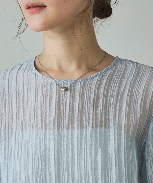 qualite(カリテ)の「シアークレープブラウス/春服/夏服/オフィスカジュアル/シアーシャツ(シャツ/ブラウス・レディース・サックスブルー/アイボリー・フリー)」の16枚目の写真