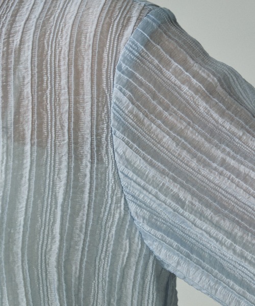 qualite(カリテ)の「シアークレープブラウス/春服/夏服/オフィスカジュアル/シアーシャツ(シャツ/ブラウス・レディース・サックスブルー/アイボリー・フリー)」の20枚目の写真