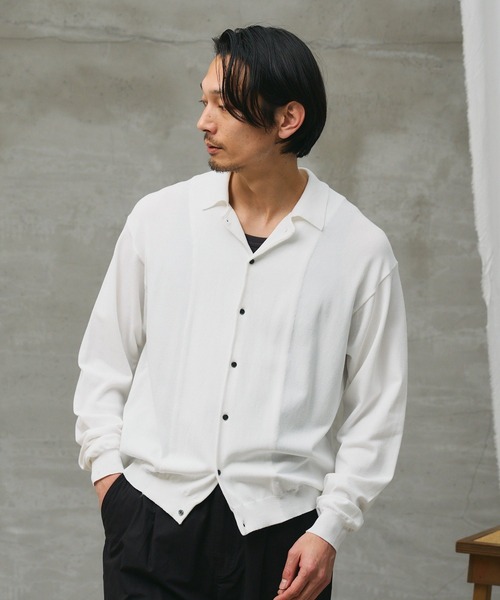 paradigm（パラダイム）の「【paradigm】コットンモダール開襟シャツカーデ（カーディガン/ボレロ・メンズ・ホワイト/ライトグレー/ブラック/チャコールグレー・SMALL/MEDIUM/LARGE）」の6枚目の写真