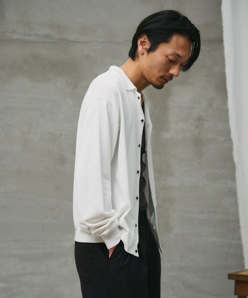 paradigm（パラダイム）の「【paradigm】コットンモダール開襟シャツカーデ（カーディガン/ボレロ・メンズ・ホワイト/ライトグレー/ブラック/チャコールグレー・SMALL/MEDIUM/LARGE）」の7枚目の写真