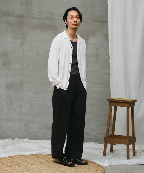 paradigm（パラダイム）の「【paradigm】コットンモダール開襟シャツカーデ（カーディガン/ボレロ・メンズ・ホワイト/ライトグレー/ブラック/チャコールグレー・SMALL/MEDIUM/LARGE）」の9枚目の写真