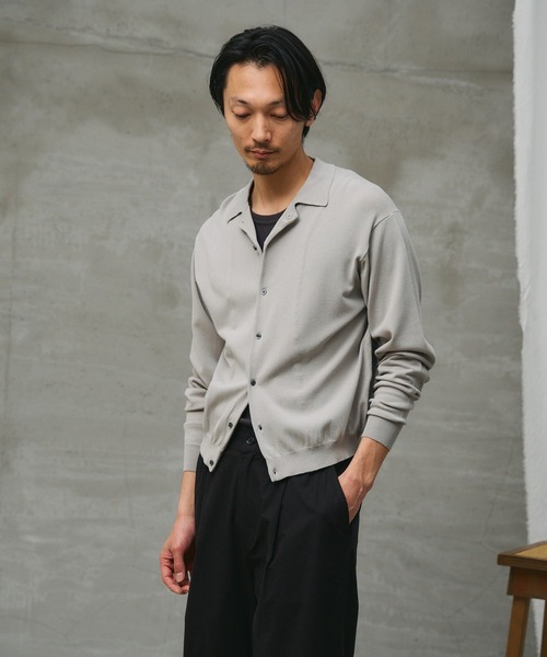 paradigm（パラダイム）の「【paradigm】コットンモダール開襟シャツカーデ（カーディガン/ボレロ・メンズ・ホワイト/ライトグレー/ブラック/チャコールグレー・SMALL/MEDIUM/LARGE）」の14枚目の写真