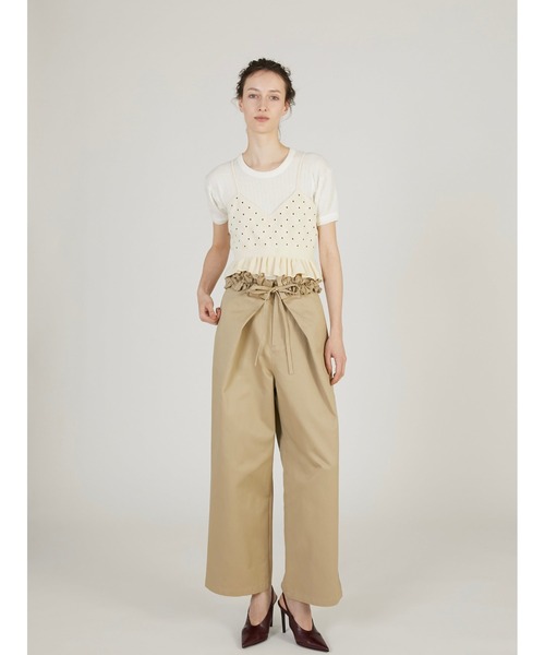 crinkle crinkle crinkle（クリンクルクリンクルクリンクル）の「【crinkle crinkle crinkle】dot cami/ドットキャミ（ニット/セーター・レディース・ブラック/アイボリー・FREE）」の9枚目の写真