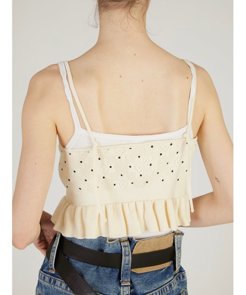 crinkle crinkle crinkle（クリンクルクリンクルクリンクル）の「【crinkle crinkle crinkle】dot cami/ドットキャミ（ニット/セーター・レディース・ブラック/アイボリー・FREE）」の11枚目の写真