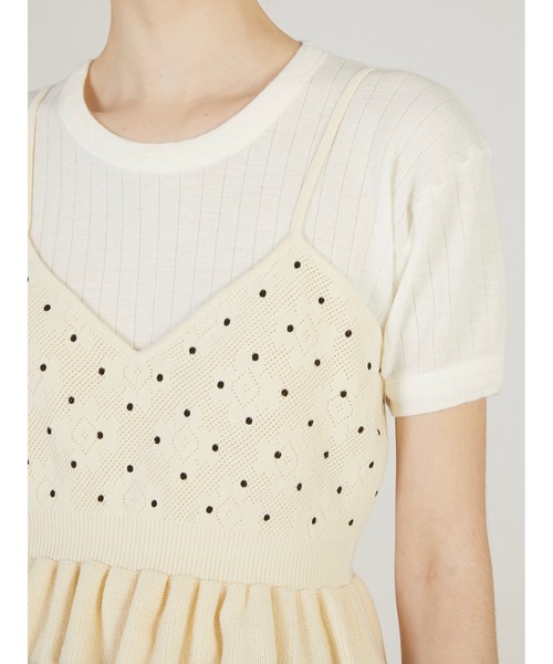 crinkle crinkle crinkle（クリンクルクリンクルクリンクル）の「【crinkle crinkle crinkle】dot cami/ドットキャミ（ニット/セーター・レディース・ブラック/アイボリー・FREE）」の14枚目の写真
