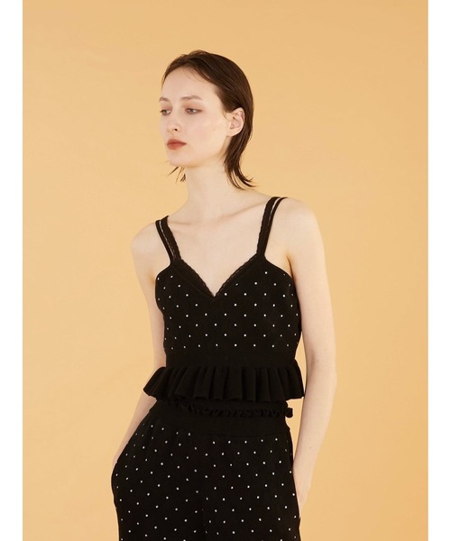 crinkle crinkle crinkle（クリンクルクリンクルクリンクル）の「【crinkle crinkle crinkle】dot cami/ドットキャミ（ニット/セーター・レディース・ブラック/アイボリー・FREE）」の17枚目の写真