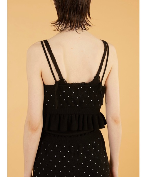 crinkle crinkle crinkle（クリンクルクリンクルクリンクル）の「【crinkle crinkle crinkle】dot cami/ドットキャミ（ニット/セーター・レディース・ブラック/アイボリー・FREE）」の21枚目の写真