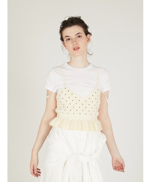 セール】【crinkle crinkle crinkle】dot cami/ドットキャミ（ニット