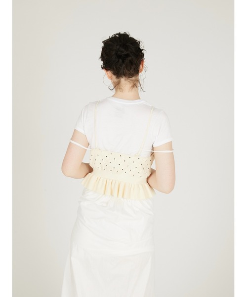 crinkle crinkle crinkle（クリンクルクリンクルクリンクル）の「【crinkle crinkle crinkle】dot cami/ドットキャミ（ニット/セーター・レディース・ブラック/アイボリー・FREE）」の10枚目の写真