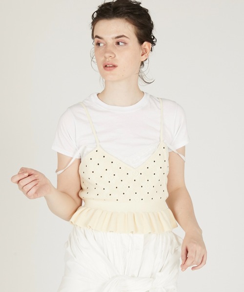 セール】【crinkle crinkle crinkle】dot cami/ドットキャミ（ニット