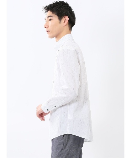 TAKA-Q（タカキュー）の「シャツ メンズ 長袖 ストレッチ 綿混 プリント ボタンダウン （シャツ/ブラウス・メンズ・ホワイト・MEDIUM/LARGE/X-LARGE）」の3枚目の写真