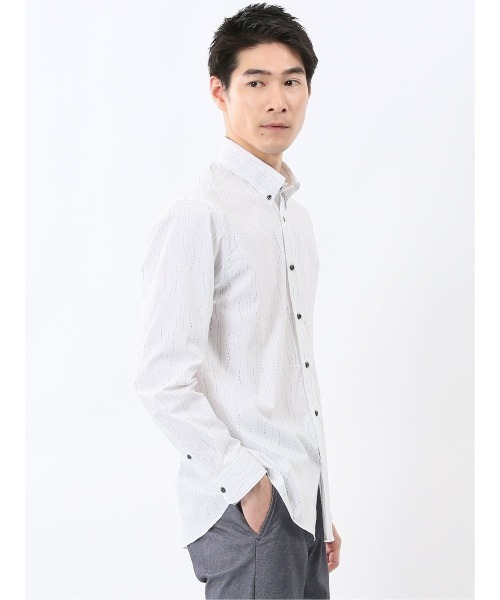TAKA-Q（タカキュー）の「シャツ メンズ 長袖 ストレッチ 綿混 プリント ボタンダウン （シャツ/ブラウス・メンズ・ホワイト・MEDIUM/LARGE/X-LARGE）」の5枚目の写真