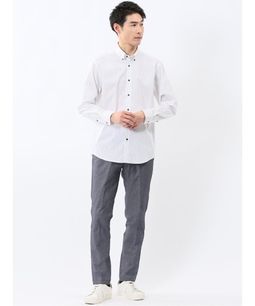 TAKA-Q（タカキュー）の「シャツ メンズ 長袖 ストレッチ 綿混 プリント ボタンダウン （シャツ/ブラウス・メンズ・ホワイト・MEDIUM/LARGE/X-LARGE）」の6枚目の写真