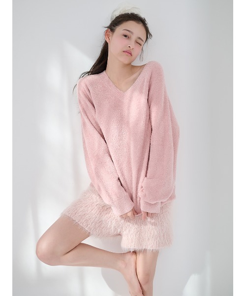 セール】Vネックニット×ショートパンツセットアップ（ルームウェア