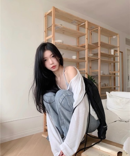 Ritzy(リッツィー)の「ヘンリーネックシアートップス(Tシャツ/カットソー・レディース・グレー/ホワイト/ブラック・M/L)」の18枚目の写真