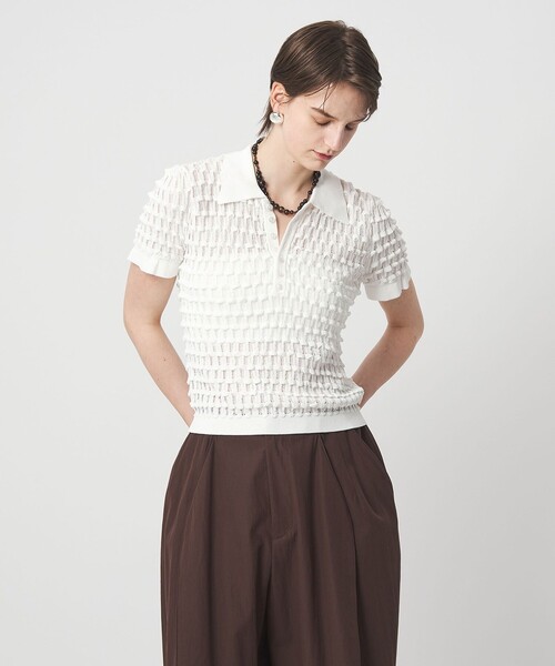 ASTRAET(アストラット)の「<ASTRAET>12G アイレット カラー ショートスリーブニット(ニット/セーター・レディース・ホワイト・FREE)」の18枚目の写真