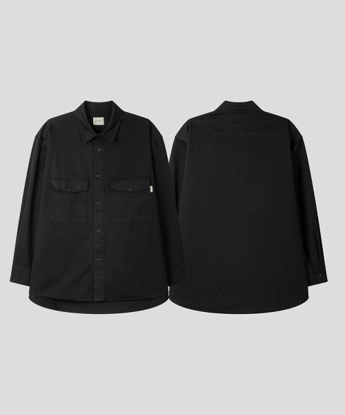 BLACK MOMENT（ブラックモーメント）の「ユーティリティツーポケットコットンオーバーシャツ[ブラック]（シャツ/ブラウス・メンズ・ブラック・MEDIUM/LARGE）」の4枚目の写真