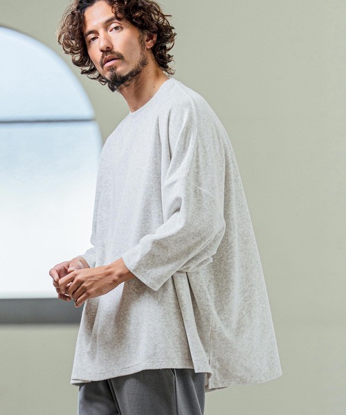 Magine(マージン)の「mlt5594- Pile Fabric Side Slit Relax Fit T-Shirt パイルファブリックTシャツ(MGN-261-013)(Tシャツ/カットソー・メンズ・ネイビー/ブラック/オフホワイト・48/46/44)」の4枚目の写真