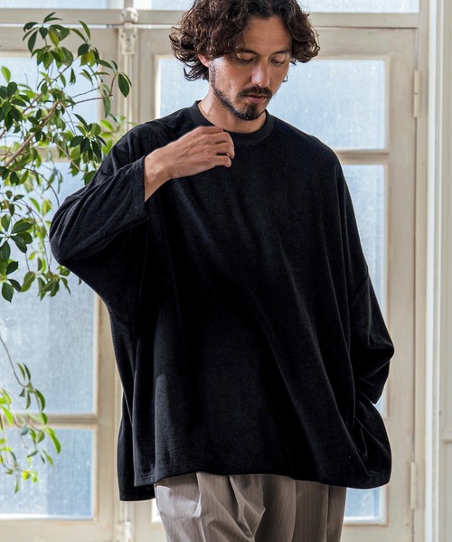 Magine(マージン)の「mlt5594- Pile Fabric Side Slit Relax Fit T-Shirt パイルファブリックTシャツ(MGN-261-013)(Tシャツ/カットソー・メンズ・ネイビー/ブラック/オフホワイト・48/46/44)」の8枚目の写真