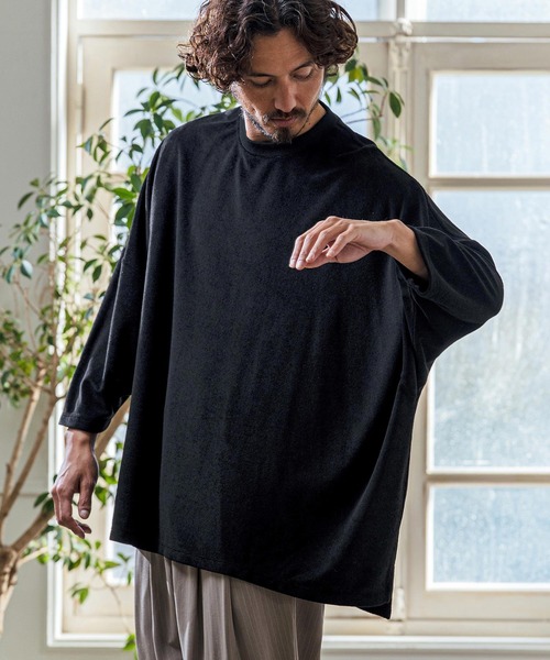 Magine(マージン)の「mlt5594- Pile Fabric Side Slit Relax Fit T-Shirt パイルファブリックTシャツ(MGN-261-013)(Tシャツ/カットソー・メンズ・ネイビー/ブラック/オフホワイト・48/46/44)」の9枚目の写真