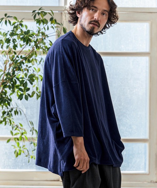 Magine(マージン)の「mlt5594- Pile Fabric Side Slit Relax Fit T-Shirt パイルファブリックTシャツ(MGN-261-013)(Tシャツ/カットソー・メンズ・ネイビー/ブラック/オフホワイト・48/46/44)」の12枚目の写真