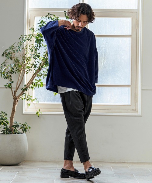 Magine(マージン)の「mlt5594- Pile Fabric Side Slit Relax Fit T-Shirt パイルファブリックTシャツ(MGN-261-013)(Tシャツ/カットソー・メンズ・ネイビー/ブラック/オフホワイト・48/46/44)」の15枚目の写真