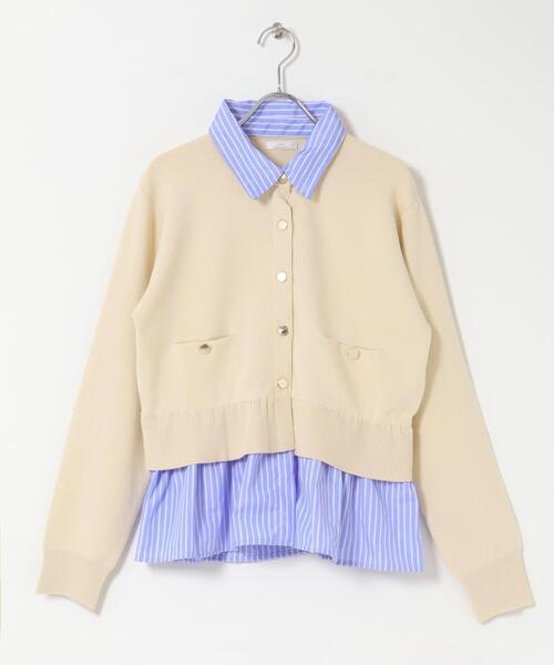 ITEMS URBANRESEARCH(アイテムズ アーバンリサーチ)の「シャツレイヤーニットカーディガン(ニット/セーター・レディース・ネイビー/オフホワイト/グレー・FREE)」の7枚目の写真