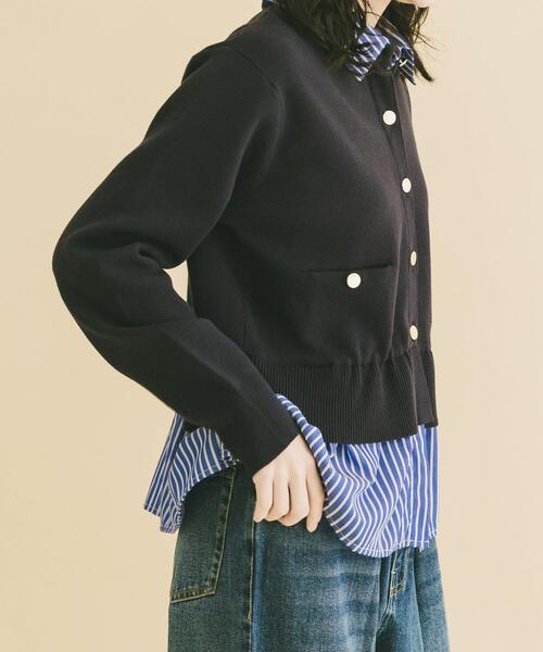 ITEMS URBANRESEARCH(アイテムズ アーバンリサーチ)の「シャツレイヤーニットカーディガン(ニット/セーター・レディース・ネイビー/オフホワイト/グレー・FREE)」の13枚目の写真