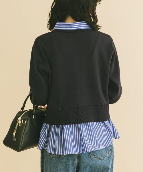 ITEMS URBANRESEARCH(アイテムズ アーバンリサーチ)の「シャツレイヤーニットカーディガン(ニット/セーター・レディース・ネイビー/オフホワイト/グレー・FREE)」の14枚目の写真